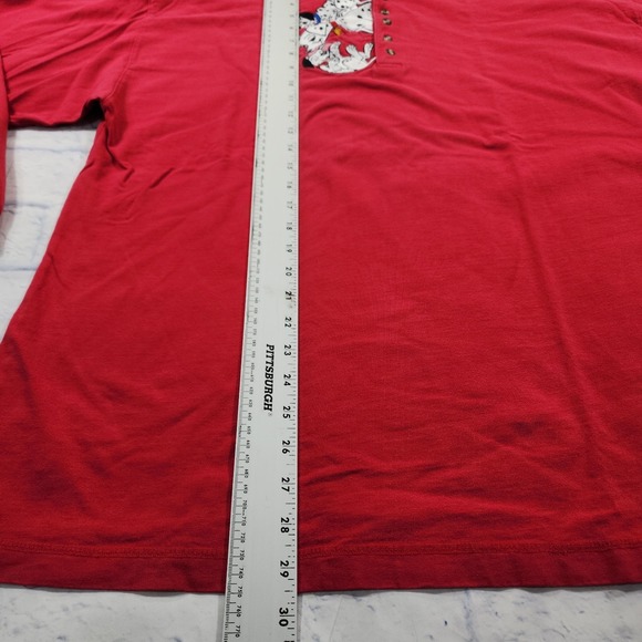 101 Dalmatians SIZE XL Embroidered  Shirt Red Henley Disney Mickey Inc VINTAGE - Picture 3 of 12
